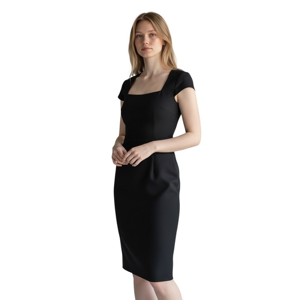 Banana Republic Square Neck Sheath Dress S Small Stretch Cotton Minimalist  NWOT